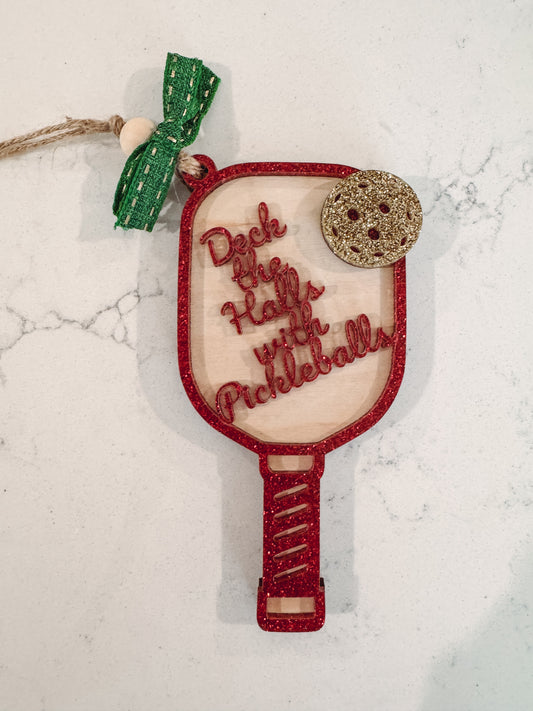 Deck the Hall with Pickleballs Ornament